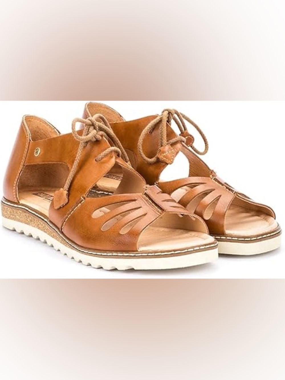 Pikolinos W1L-0917  Women's Tan Leather Lace-Up Sandal